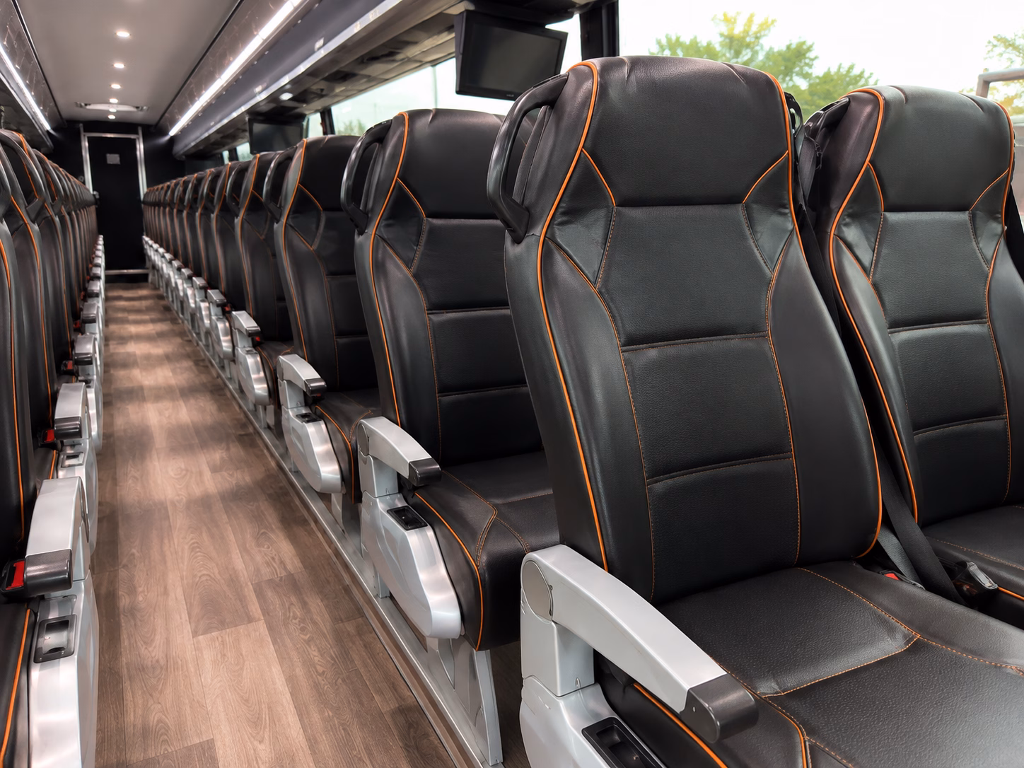 56 passenger charter bus inside