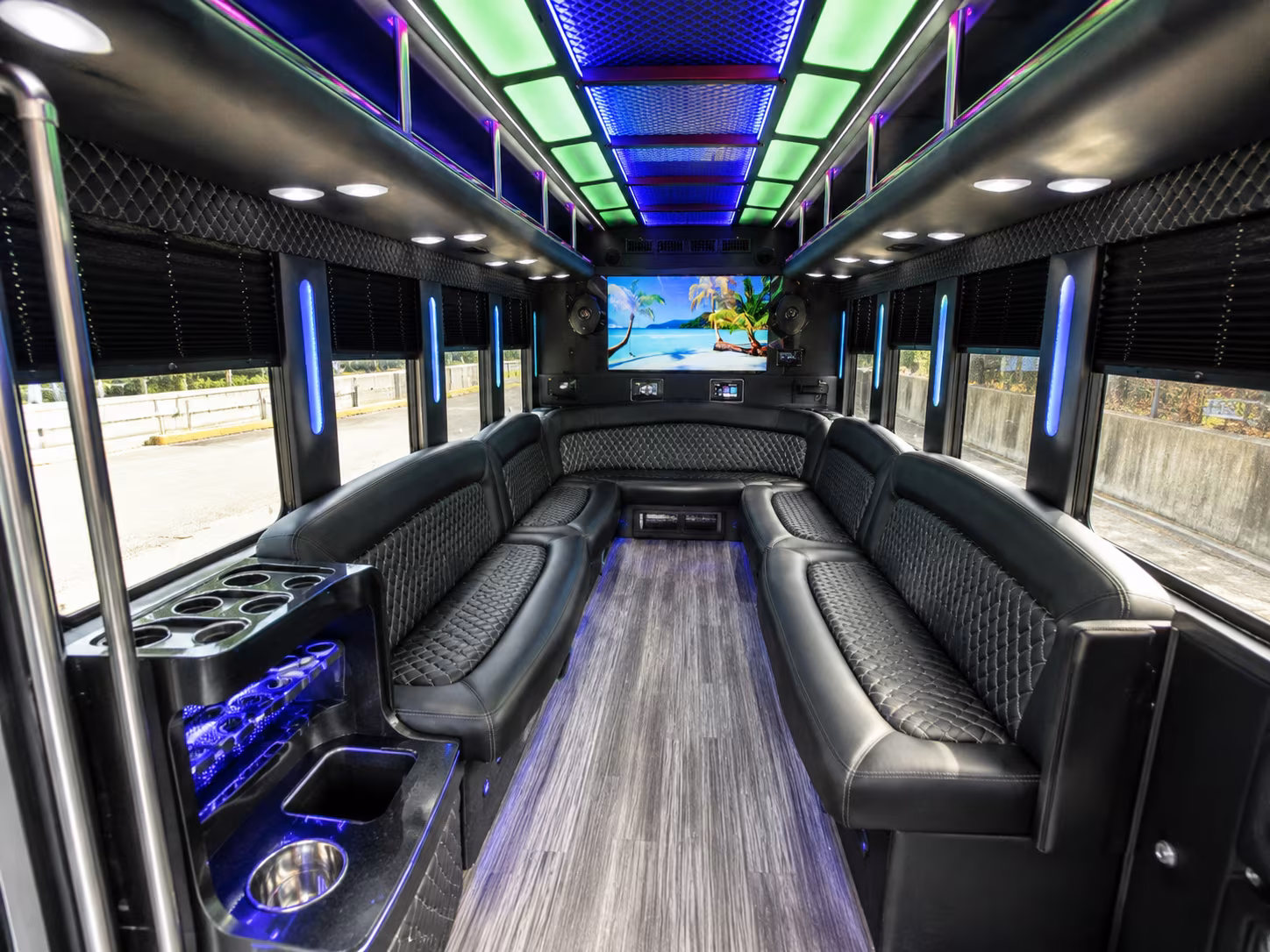 lakeland 18 passenger party bus inside