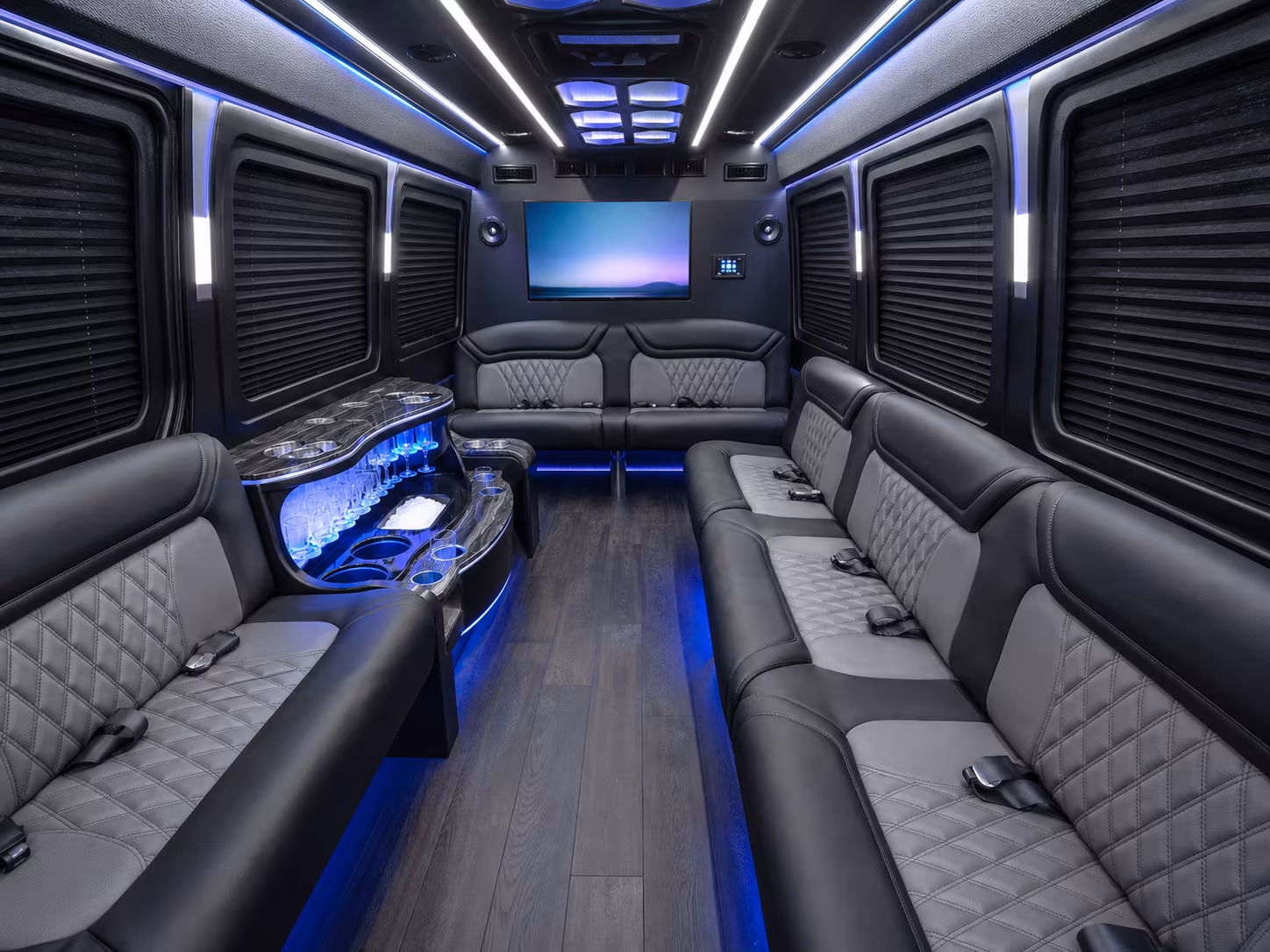 lakeland 25 passenger party bus inside